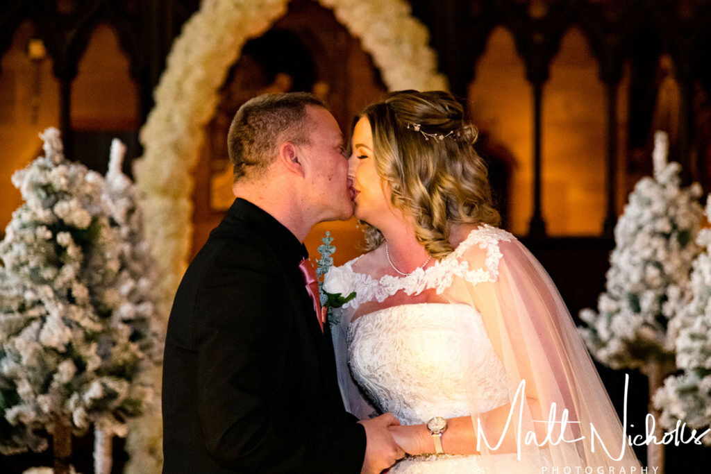 First Kiss at Peckforton Castle