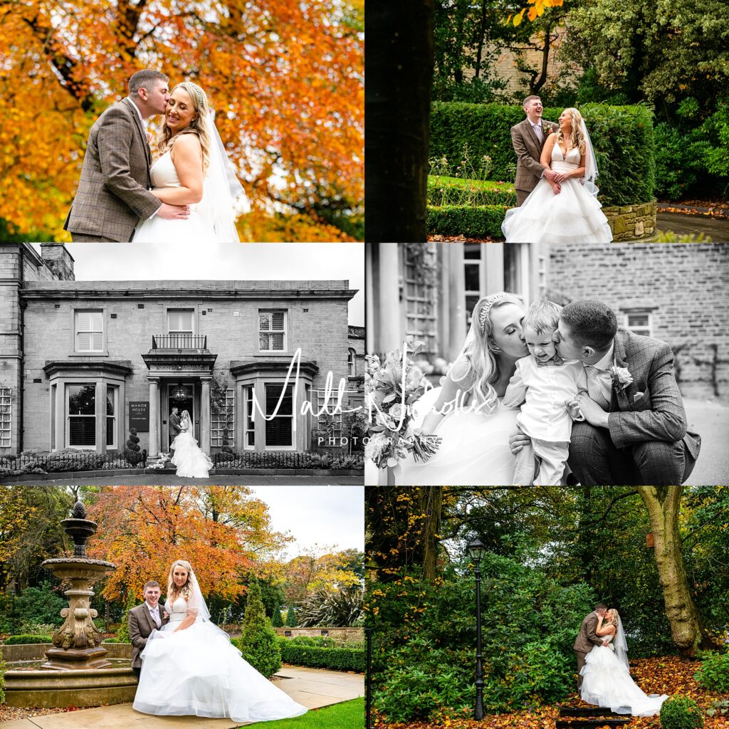Bride and Groom at Manor House Lindley