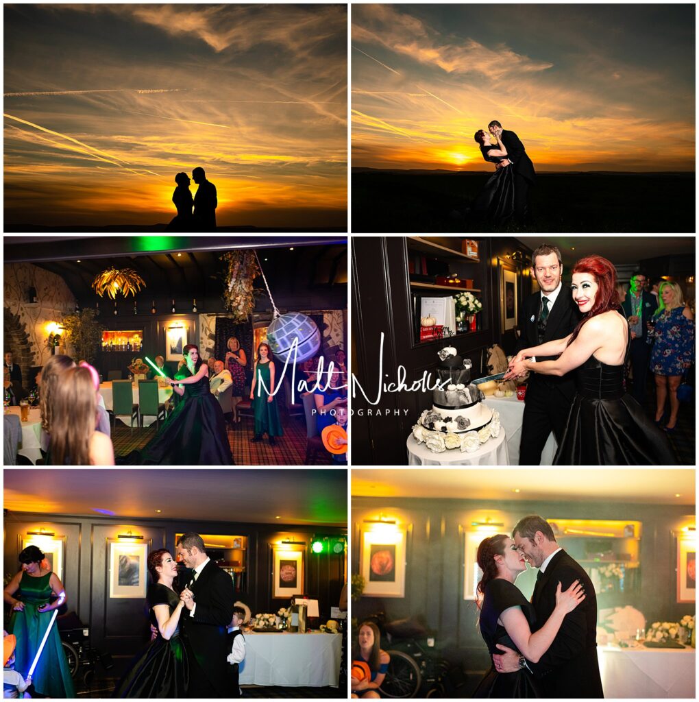 Sunset and first dance at 3 Acres Inn Wedding