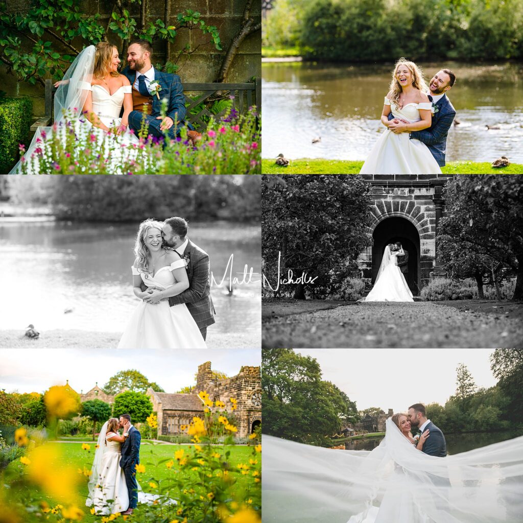 Bride and Groom at East Riddlesden Hall Wedding
