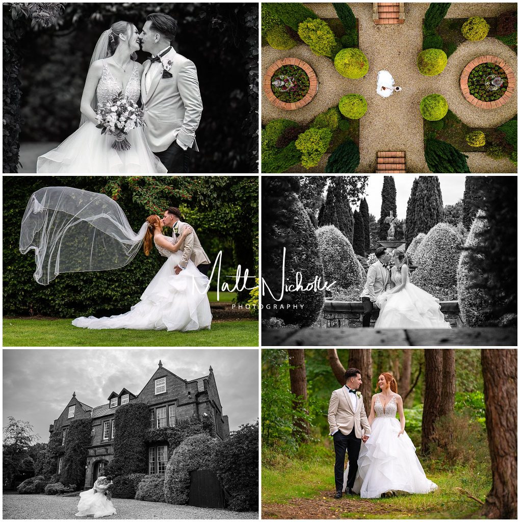 Bride and Groom wedding photographs at Nunsmere Hall