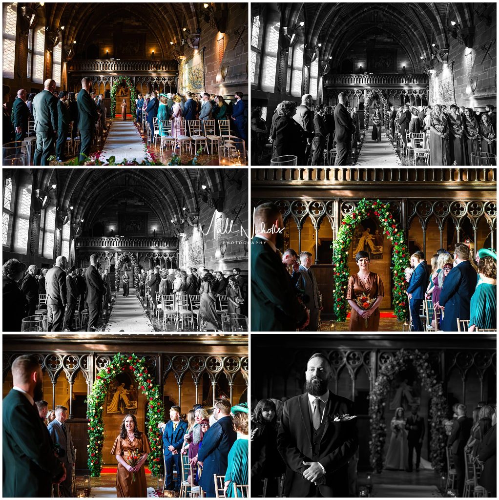 Wedding ceremony in the Great Hall at a Peckforton Castle Wedding