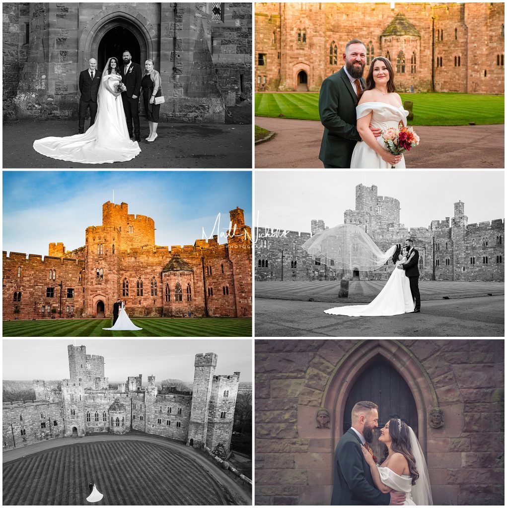 Bride and Groom Photographs at a Peckforton Castle Wedding