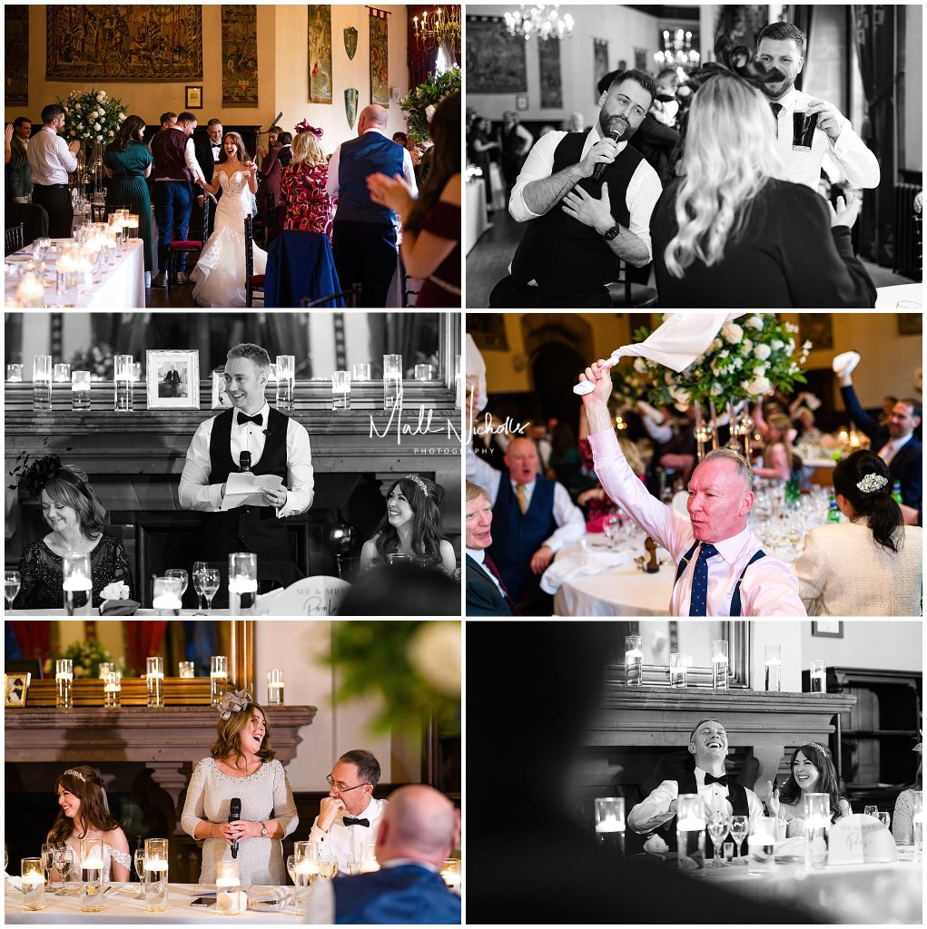 Wedding Speeches and singing waiters at Peckforton Castle