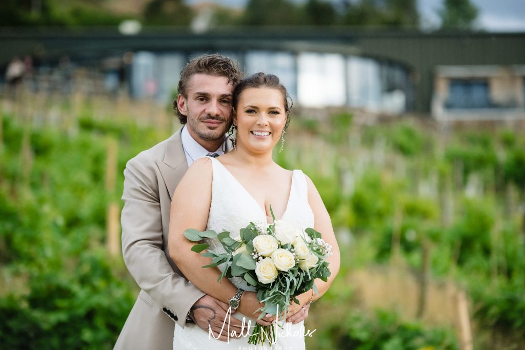 Bride and Groom at Holmfirth Vineyard wedding venue