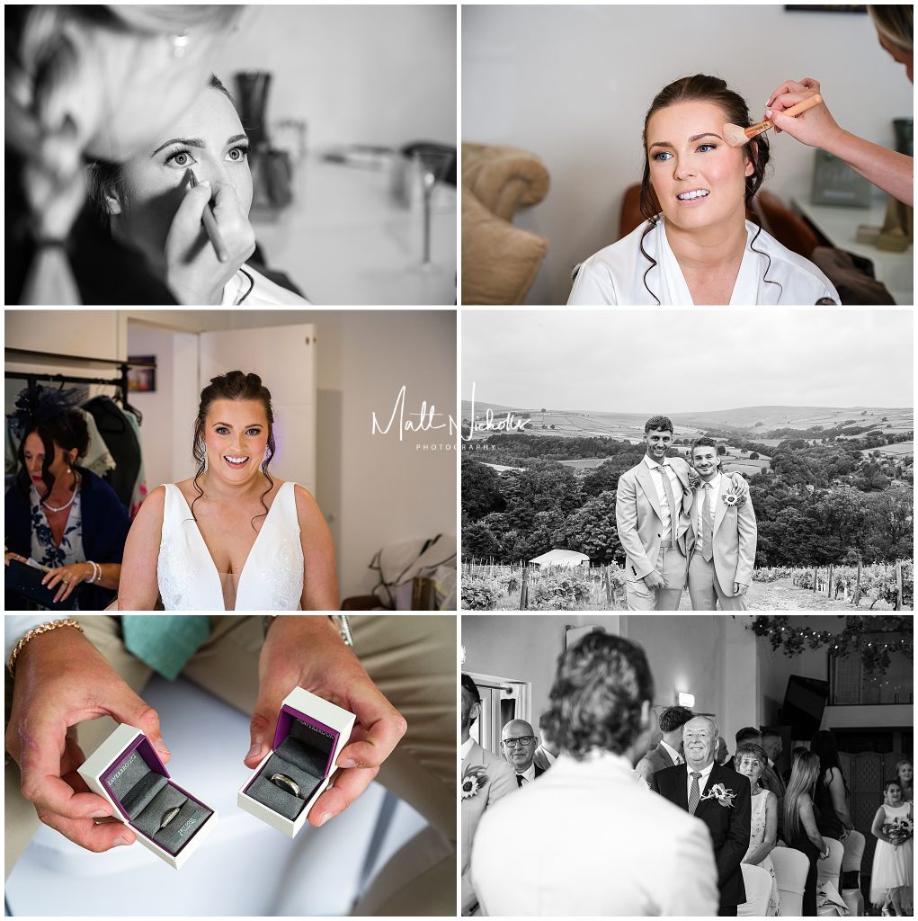 Bride getting ready at Holmfirth Vineyard wedding venue