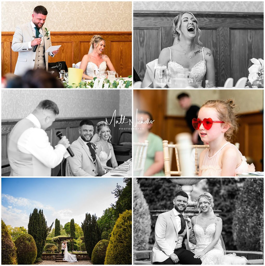 Wedding breakfast and wedding speeches at Nunsmere Hall Wedding Venue in Cheshire