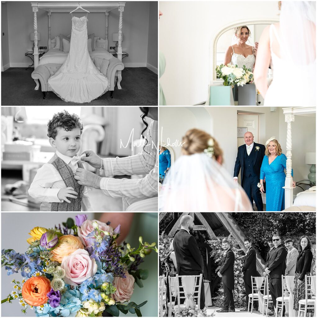 Bride and Groom getting ready Highfield Hall wedding venue in North Wales
