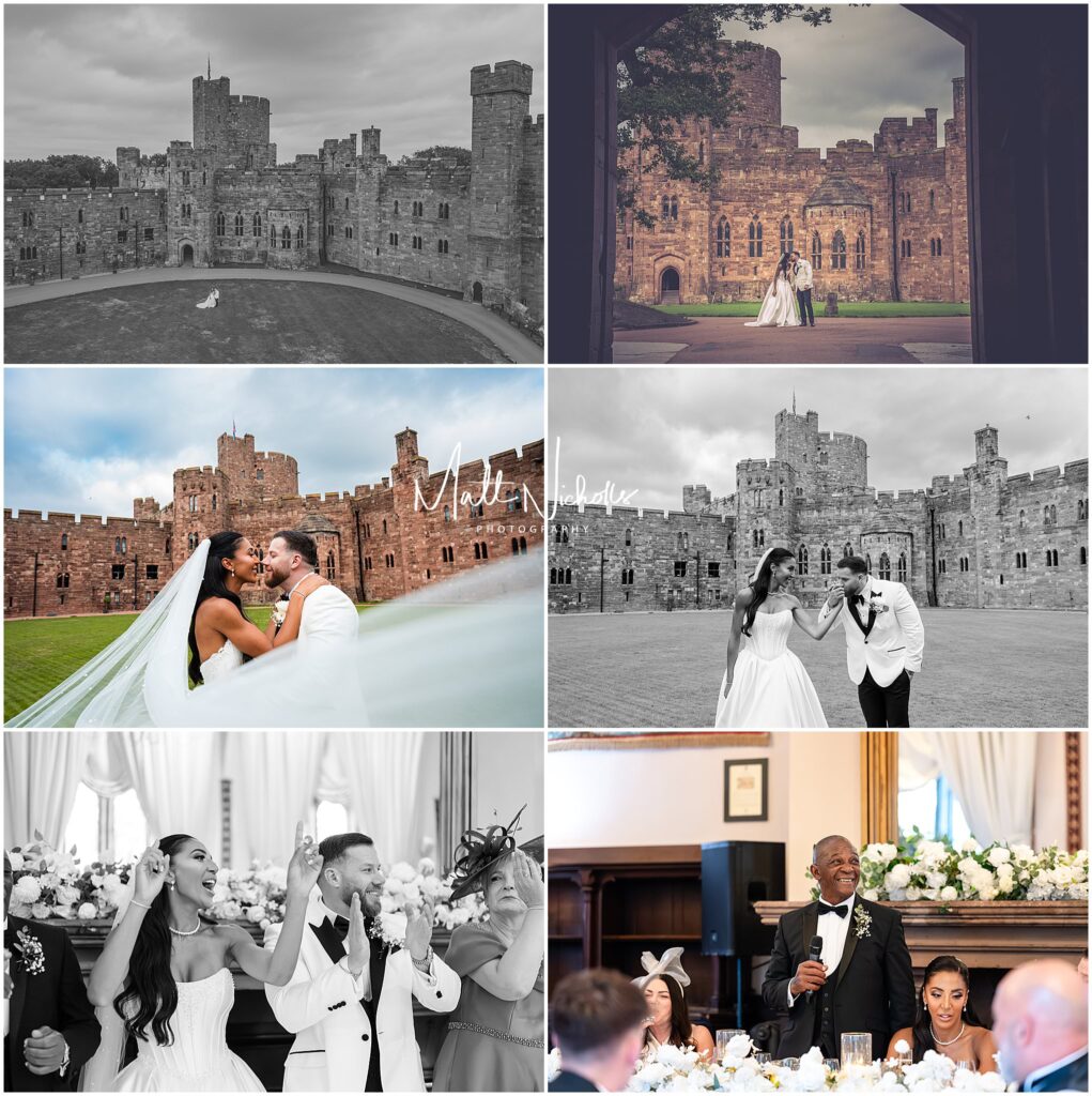 Bride and Groom wedding photographs at Peckforton Castle