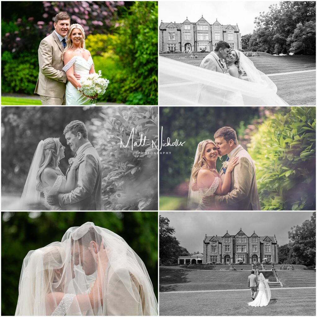 Bride and Groom wedding photographs at Woodlands Hotel in Leeds